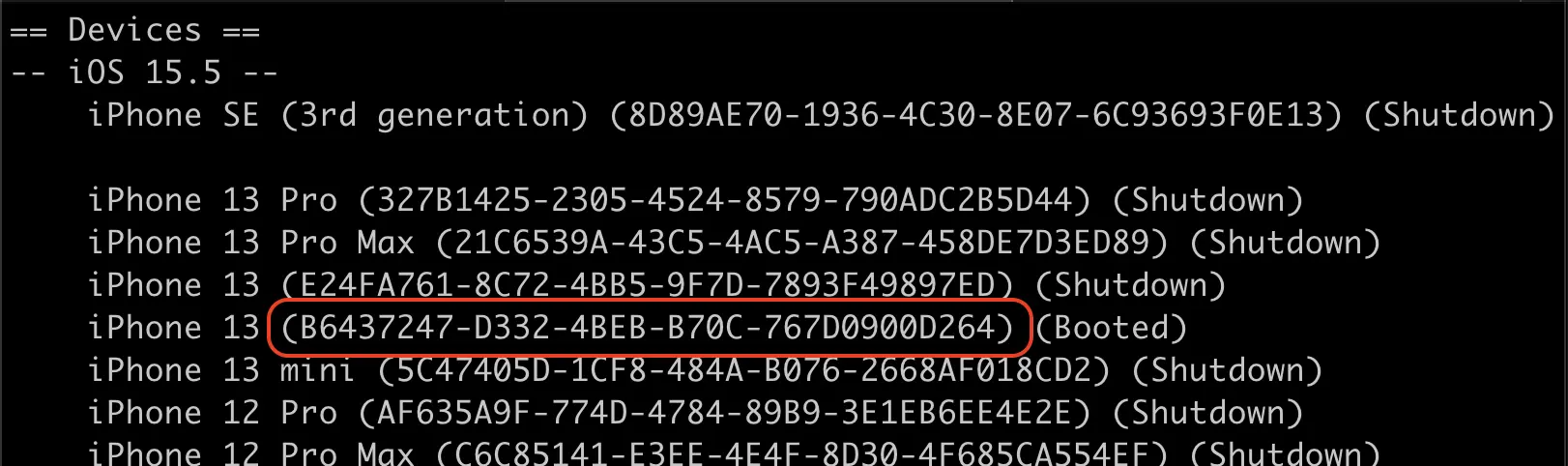 simulator device list